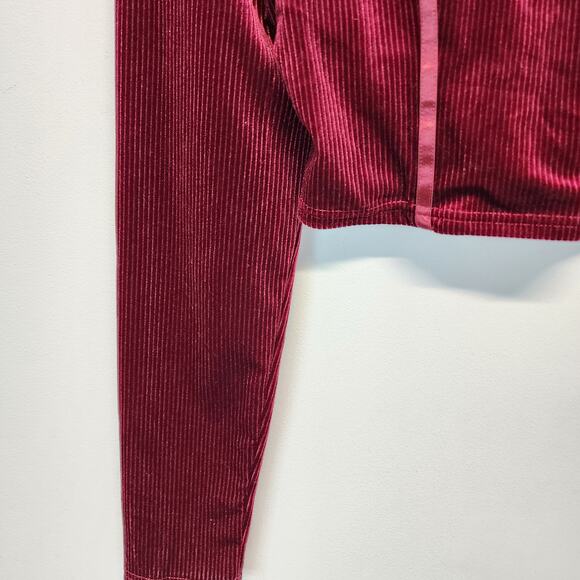 Haute Monde Crop Velour Corset Top Size XL Deep Red Sweetheart V-neck Goth 90s - Picture 7 of 10